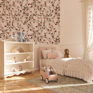 Watercolor red flowers wallpaper detail by Igibee