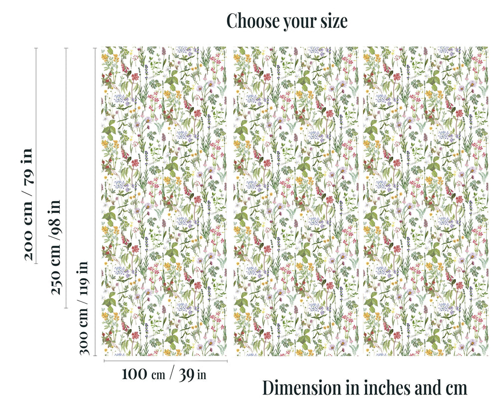 Wild meadow flower wallpaper - botanical blooms design for children's bedroom decor by Igibee