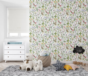 Wild meadow flower wallpaper - premium decorative design for kids room walls by Igibee
