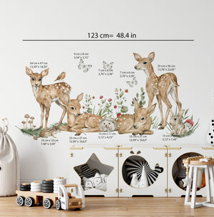 This set works wonderfully as woodland animals wall decals, nursery wall decals peel and stick, woodland nursery wall decals, and kids room wall stickers.