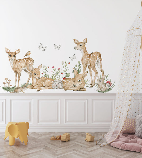 kids wall decals,
baby room decor,
forest animals,
woodland nursery,
deer nursery,
cute deer decal,
nature wall art,
animal stickers