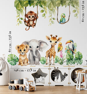Niedliche Tiere aus Afrika - Wandsticker-Set