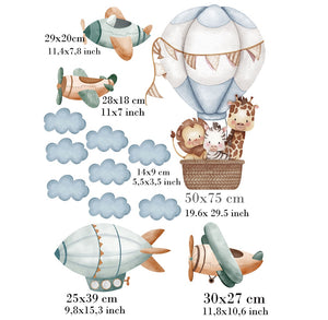 Little  Animals conquer the skies! - a set of wall stickers for children