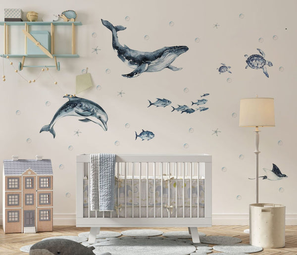 Ocean Animals wall stickers dimensions